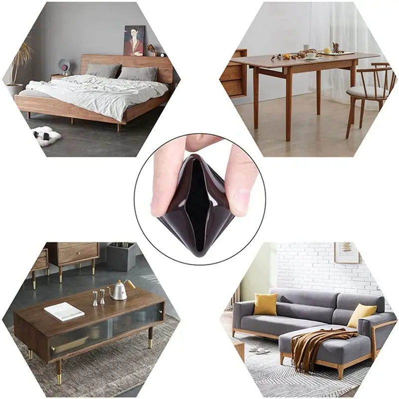 ABAE-80 Pcs Brown Silicone Chair Leg Floor Protectors, Square Chair Leg Caps With Wrapped Felt, Fit: 0.75 Inch-1.0 Inch