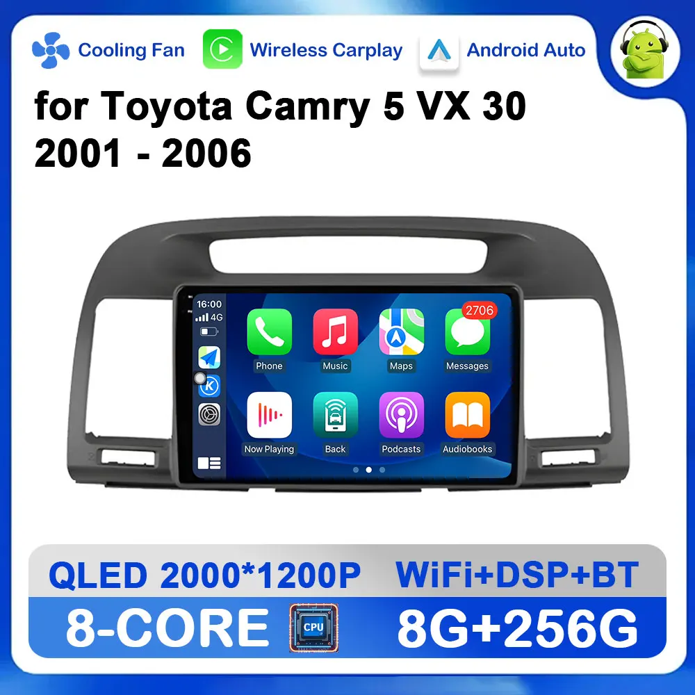 Sistema operativo Android per Toyota Camry 5 VX 30 2001 - 2006 GPS Navi Autoradio Lettore multimediale Wireless Carplay BT 4G DSP Unità principale