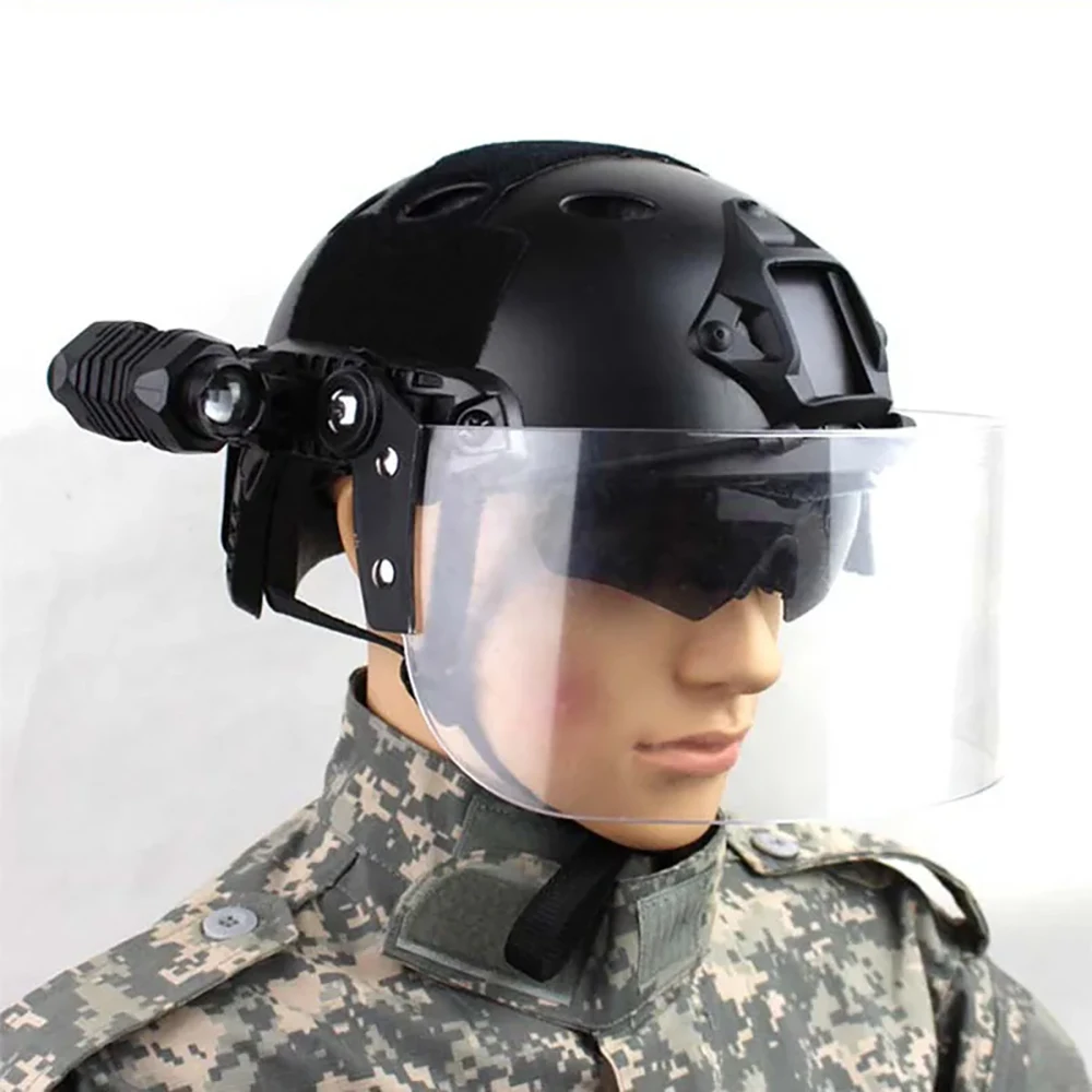 Outdoor CS Game Tactical Flip Up Face Shield Lens Goggles Riot Mask Visor for Fast AF MICH Action Version Helmet Guide Rail