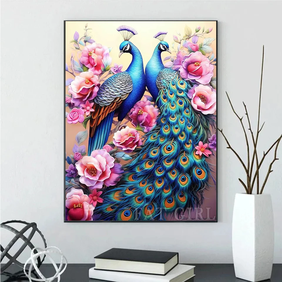 Diamond Painting Peacock Peony Flower Diamond Embroidery Full Square Drill Bird Chinese Style Mosaic New Arrival Rhinestone Gift