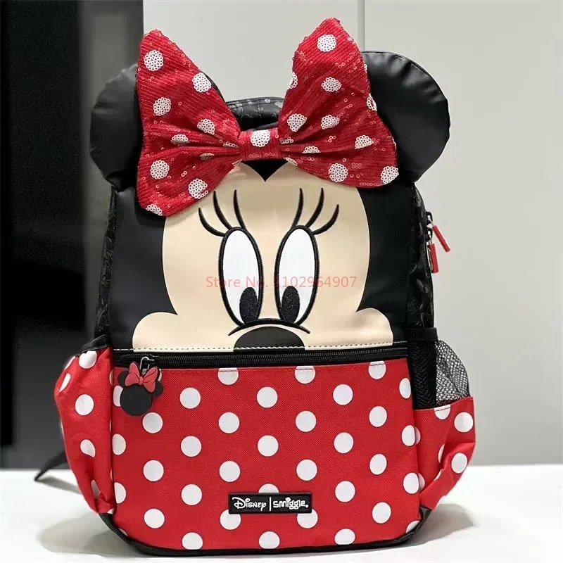 Genuine Australian Smiggle Black Red Dot Minnie School Bag Student Stationery Lunch Bag Pull Rod School Bag Wallet Student Gift