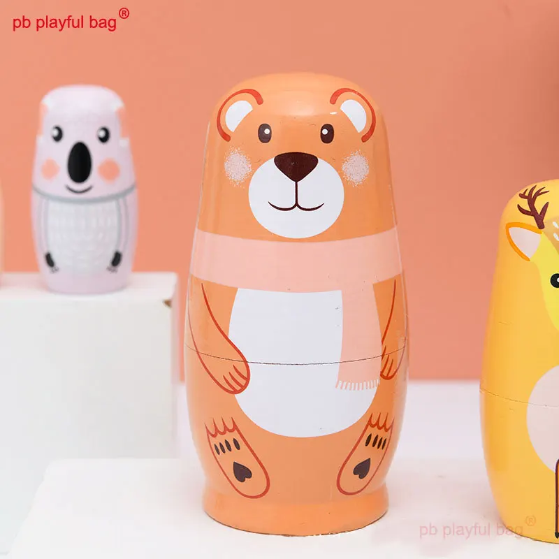 PB borsa giocosa bambola russa orso a 5 strati artigianato in legno per bambini giocattoli per cartoni animati decorare regali adorabili creativi HG203