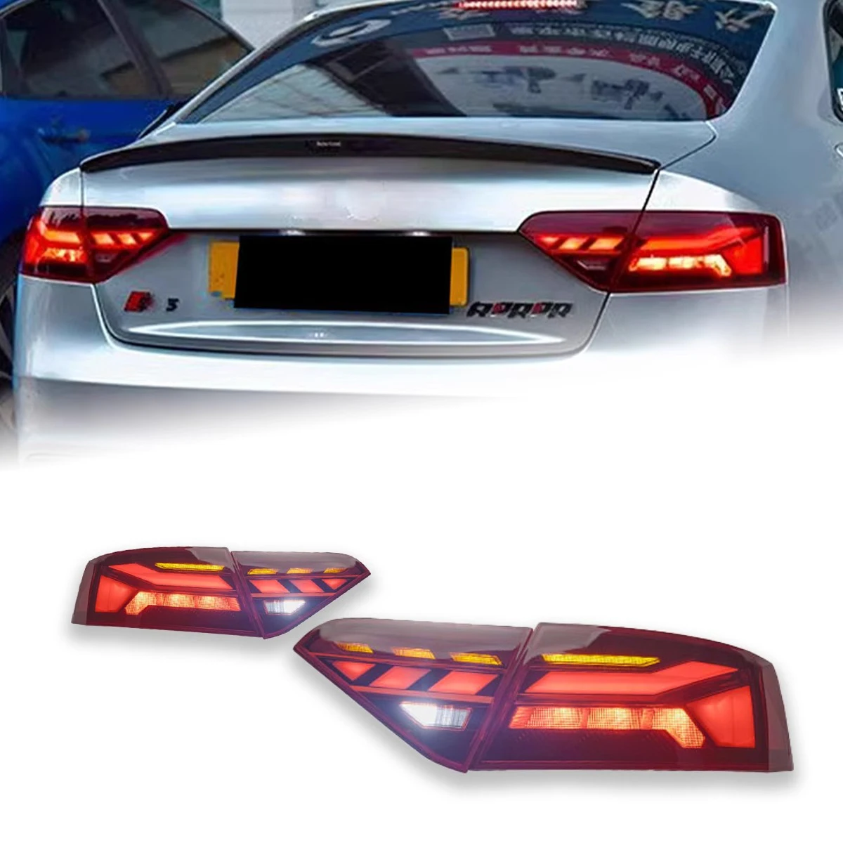 

SETFor Audi A5 Задний фонарь в сборе 2008-2016 гг. Старый и новый S5 Динамический DRL Светодиодный плавный указатель поворота Задний задний фонарь Автозапчасти для ламп