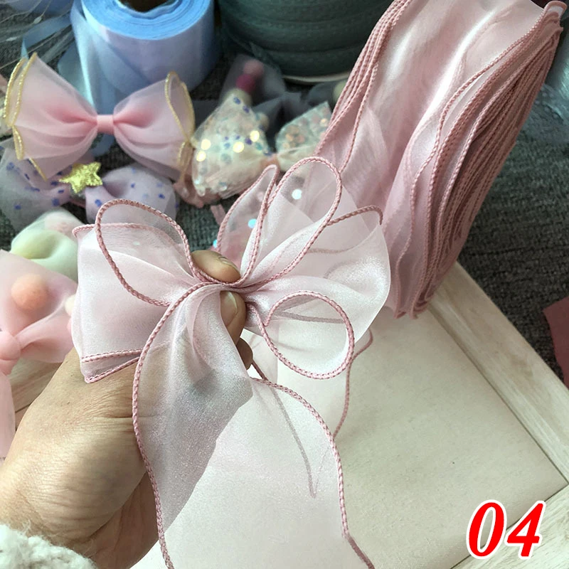 Wave Edge Organza Ribbon For Flower Bouquet Wrapping Gift Box Packaging Bowknot Material DIY Sewing Fabric Clothing Decoration