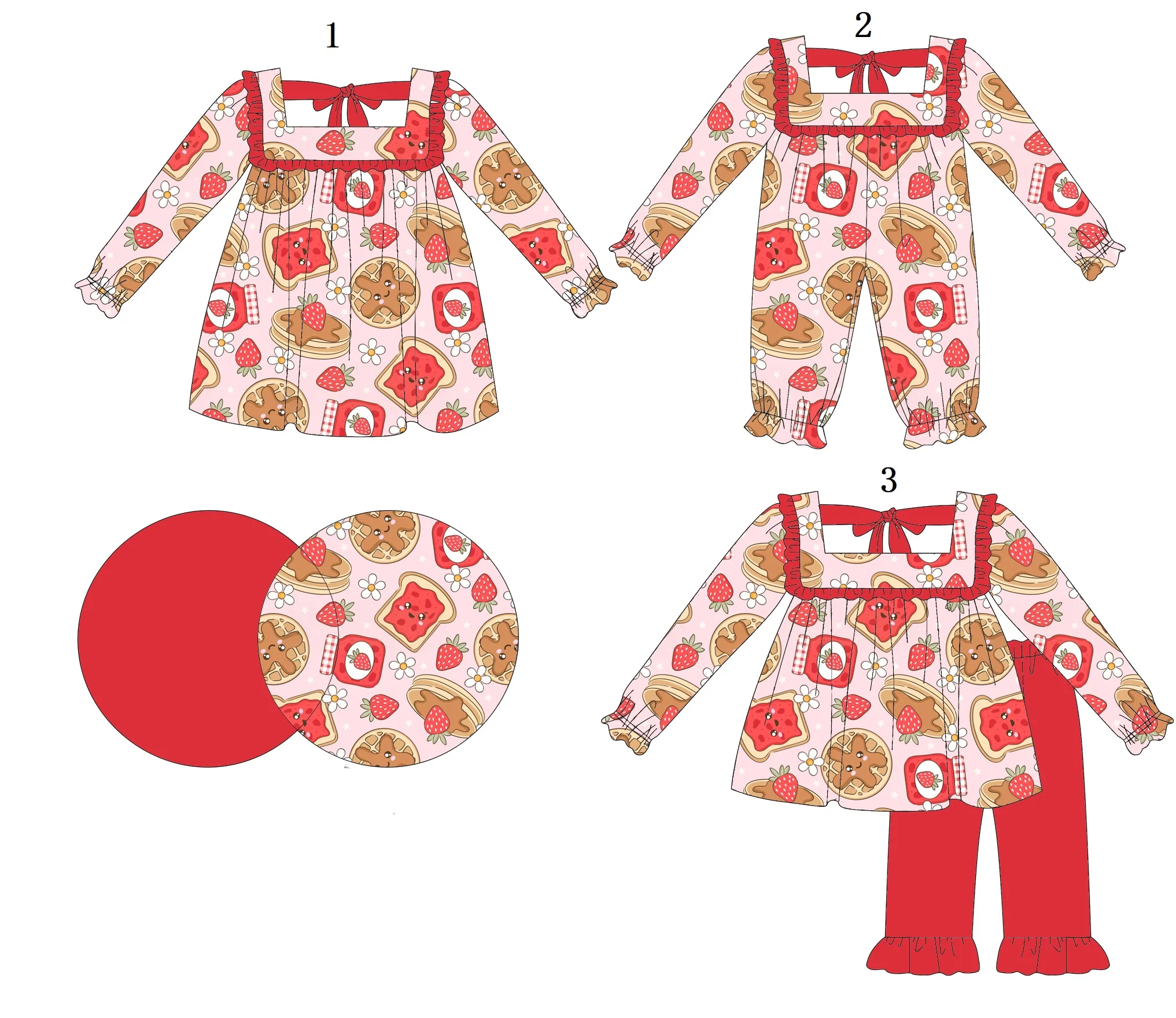 عيد الميلاد بالجملة طفلة ملابس طويلة الأكمام قمم السراويل فتاة الدعاوى فتاة فساتين طويلة الأكمام حللا الفراولة البسكويت pr #1