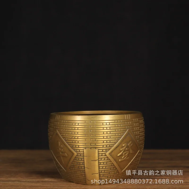 Panier de stockage de céréales, pot en cuivre doré, progrès quotidien, décoration artisanale pour la maison, le salon, cendrier d'étude