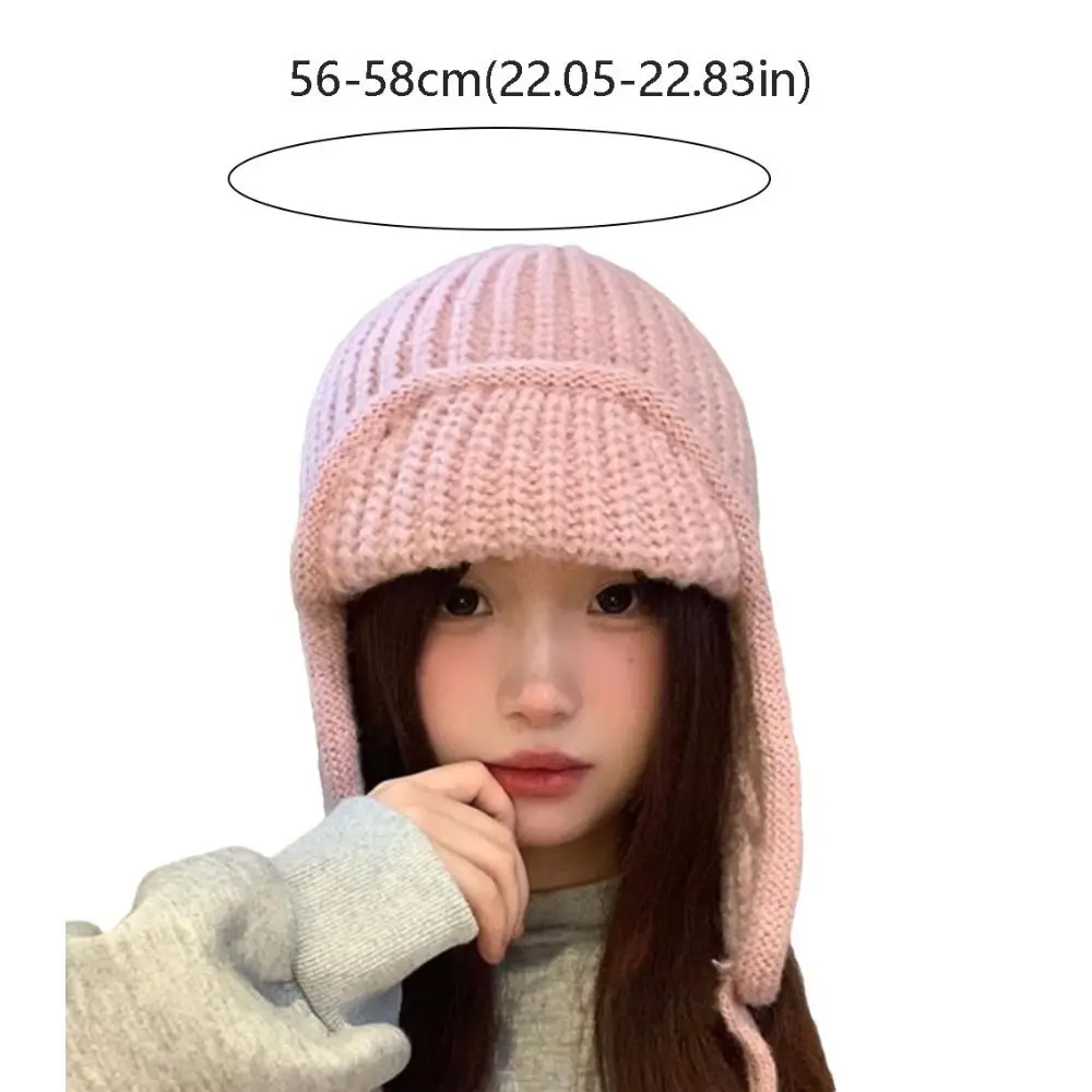 الكورية نمط محبوك قبعة الطيران بلون سدادات حماية الأذن قبعة كروشيه الصوفية الدافئة الباردة والدليل على قبعة صوفية محبوكة