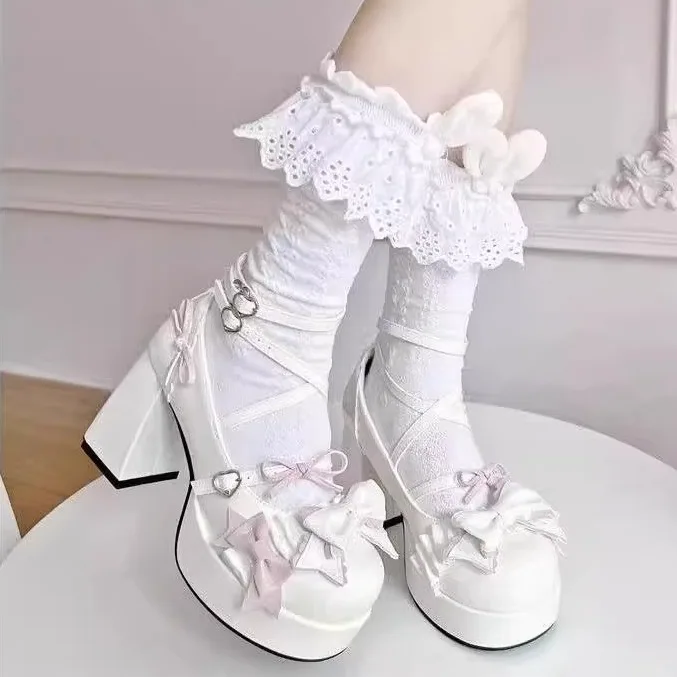 

Sweet and Cute Original Lolita High Heels Women's Coarse Heels Lolita Mary Jane Little Leather Shoes