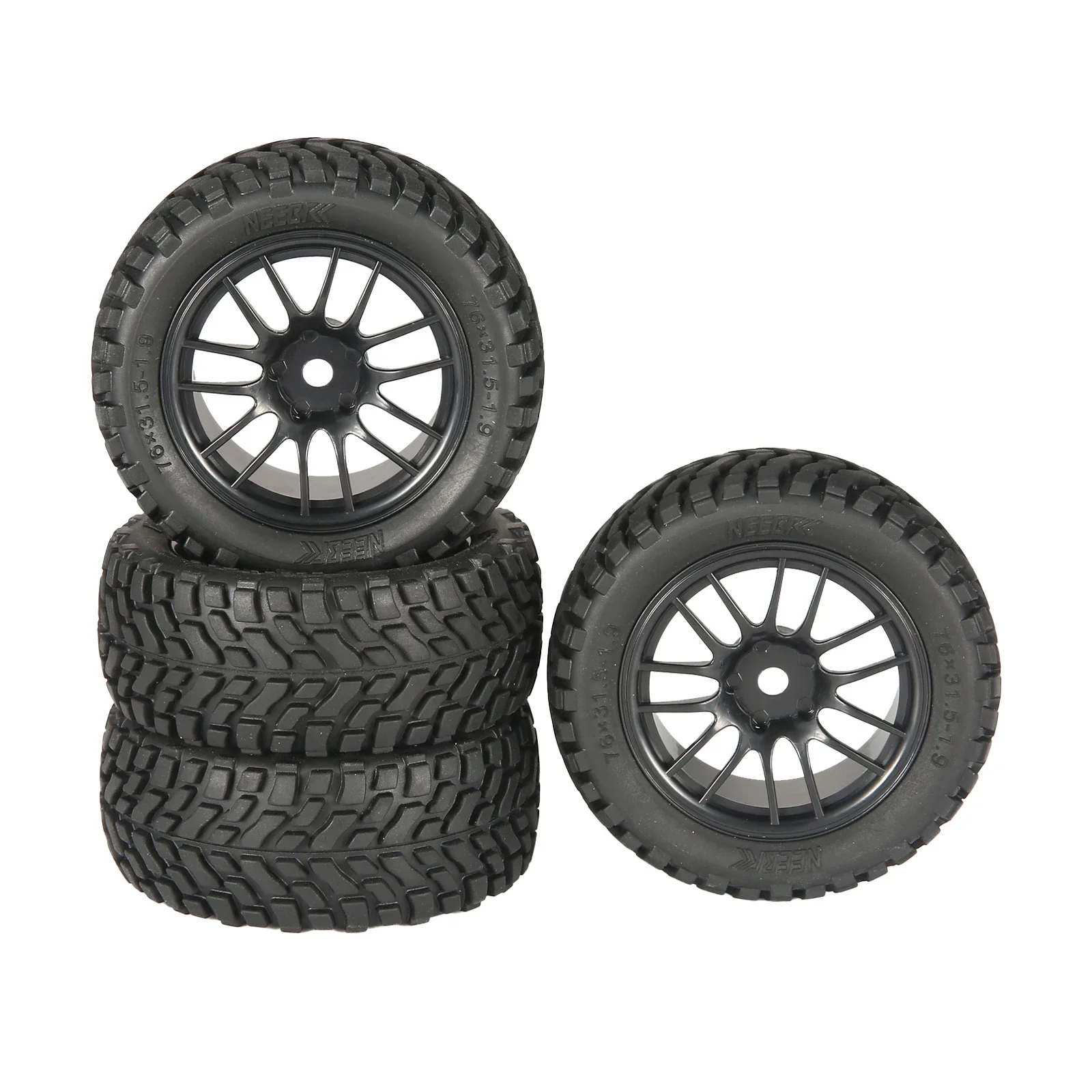 

4PCS NEEBRC 75mm 1.9in Rubber Tyre Wheel Rim Tire Hub for 1/10 1/14 1/16 RC Off-road Car HPI Wltoys 144001 Traxxas Tamiya Part
