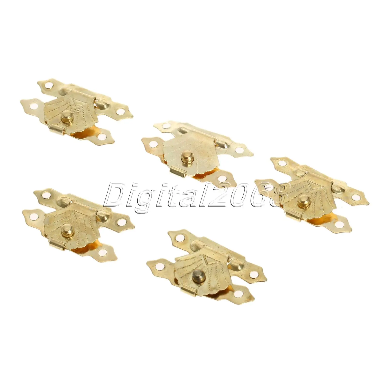 12Pcs Antique Brass Hasps Latch Lock Hooks Vintage 30mmx18mm Buckles Gold Decorative Mini Jewelry Gift Wine Wood Box Case Screws