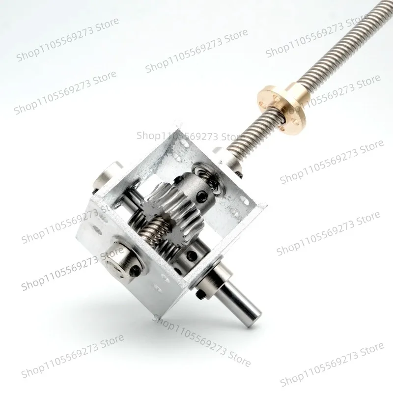 LH07 1:20 Worm Gear T8 Screw Reducer, Long Threaded Shaft Metal Gearbox, High Torque 250-600mm For DIY Robot Model Kit