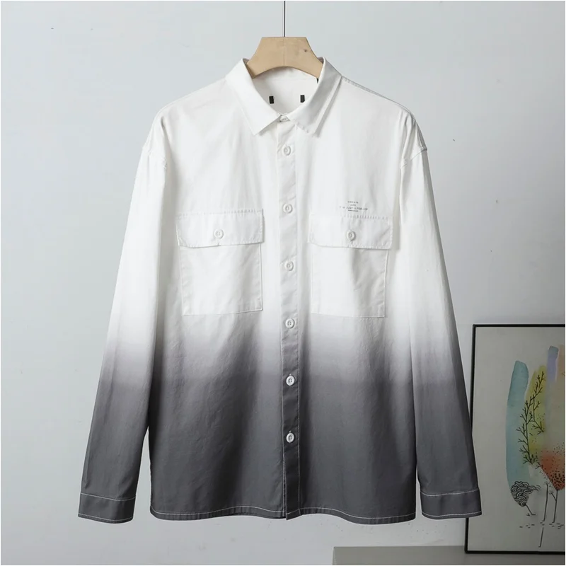 

Свободный крой, повседневная хлопковая рабочая одежда, мужская весенняя новая универсальная верхняя одежда большого размера, дышащая, удобная, длинная све