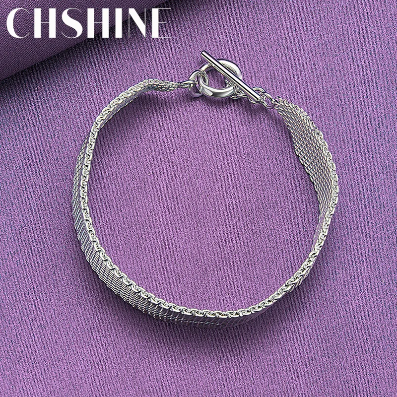 

CHSHINE 925 Sterling Silver Woven Mesh Bracelet For Women Wedding Party Fashion Charm Jewelry