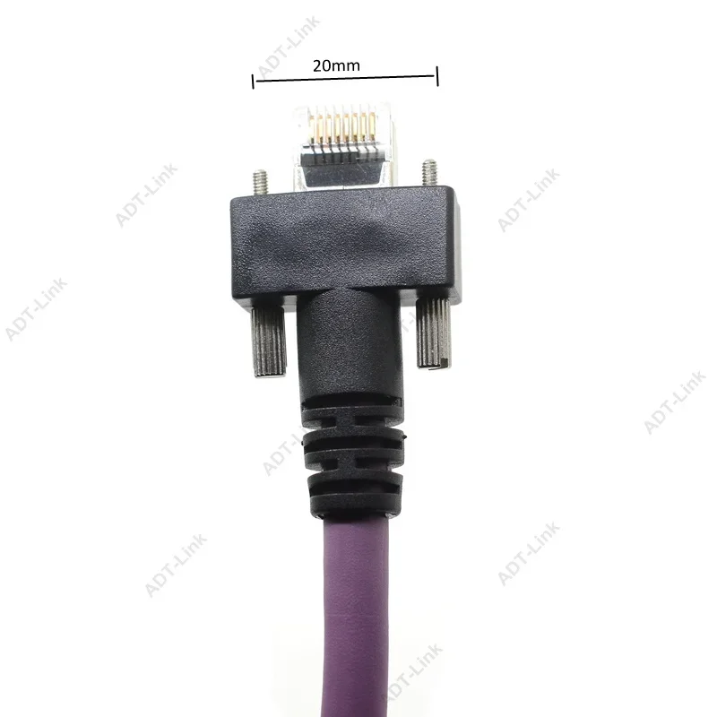 GIGE Camera Cable GigE Vision High Flex CAT6 RJ45 Cable Wiht Thumb Screw Lock For Towing Chain Industrial Camera Machine Vision