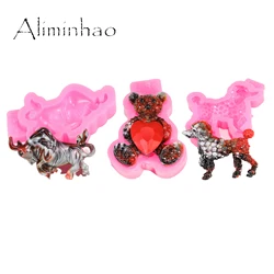 B0364 Animal Dogs/Bears/Cows/Horses Epoxy Resin Silicone Molds DIY Craft/ Keychains, Chocolate baking for Cake