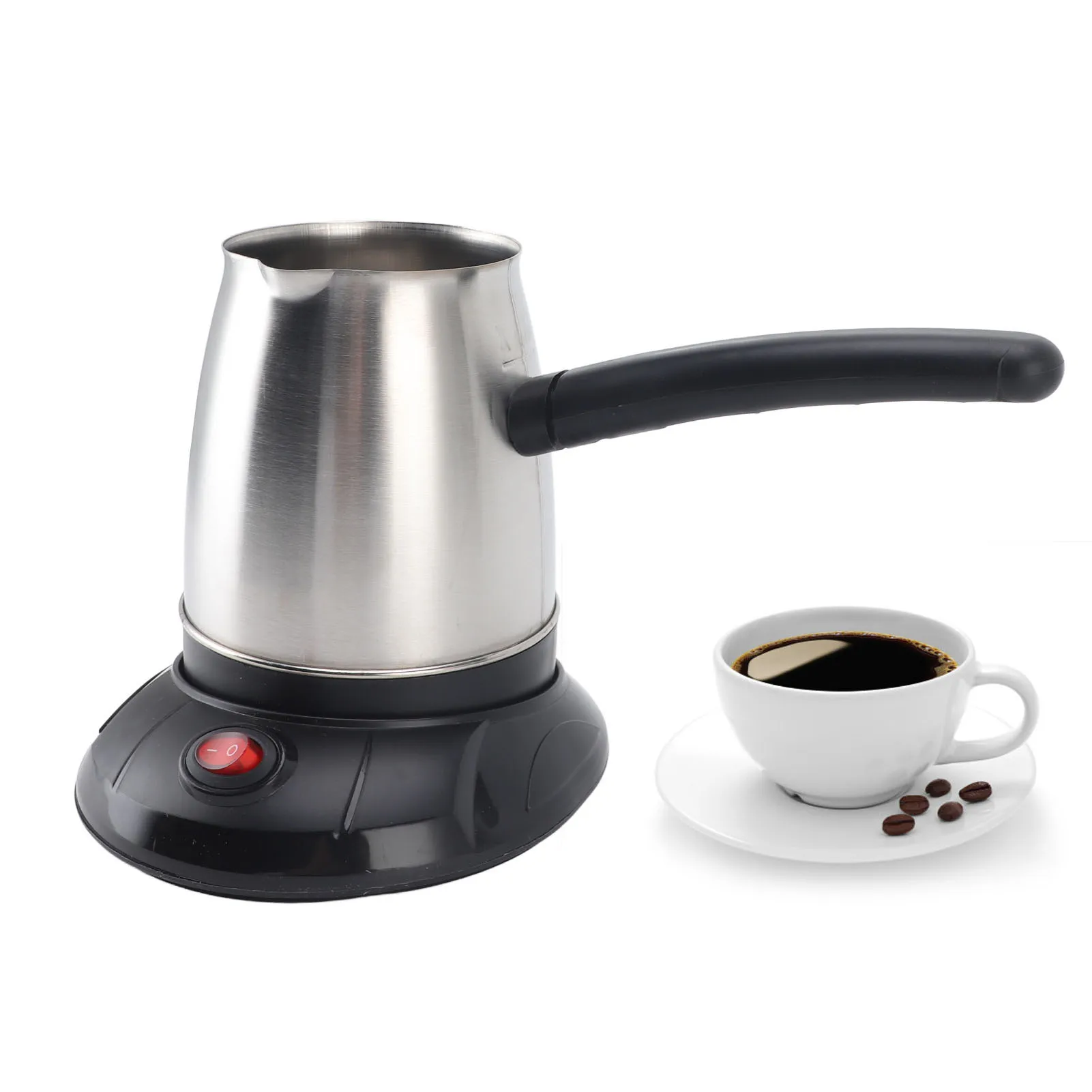 Cafetière turque électrique en acier inoxydable de 500ml, avec longue poignée amovible pour le thé et le lait