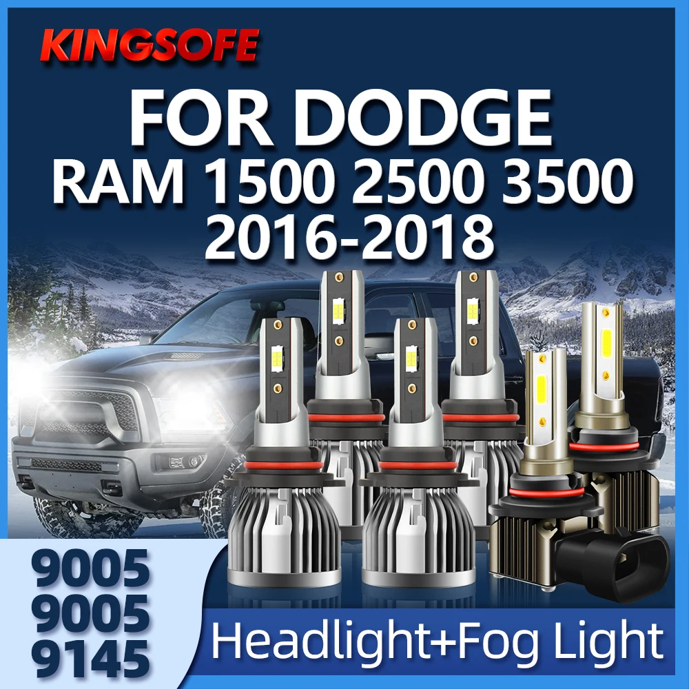 

KINGSOFE 26000LM LED Headlight Fog Light LED Bulb Car Fog Driving Lamp 6000K For DODGE RAM 1500 2500 3500 2016 2017 2018