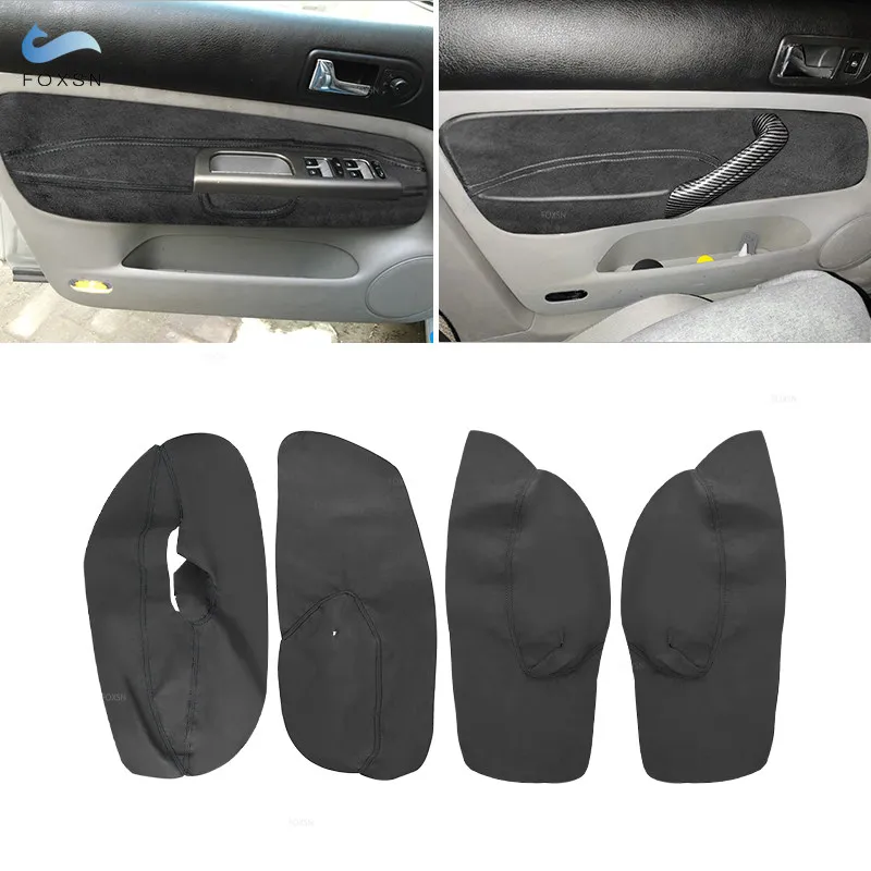 

only LHD 4 Doors Car Suede Leather black line Armrest Cover For VW Golf 4 MK4 Jetta 1998-2005 Door Armrest Panel Skin Cover Trim