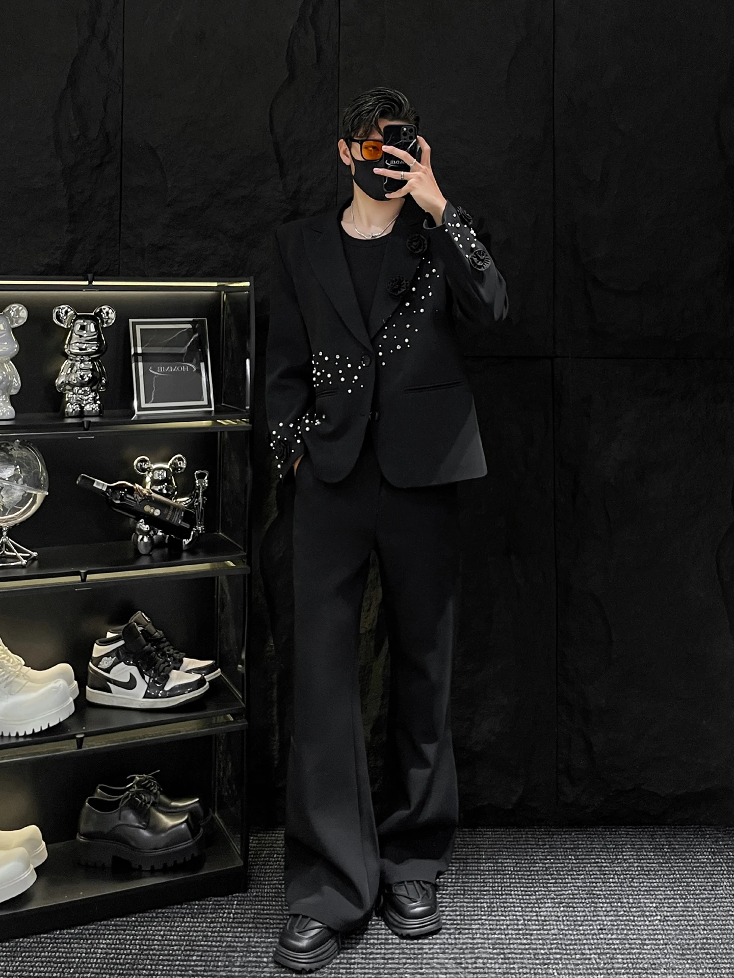 

Новый дизайн, повседневный мужской костюм с жемчугом и бриллиантами, свободный крой, удобный молодежный тренд, осенняя коллекция, китайский бренд