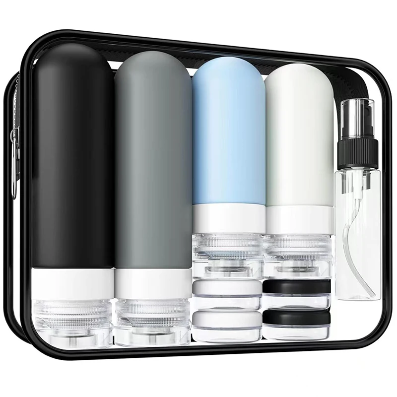 17 Pack Silicone Leak Proof Travel Bottle Set TSA-Approved Containers For Toiletries And Conditioner