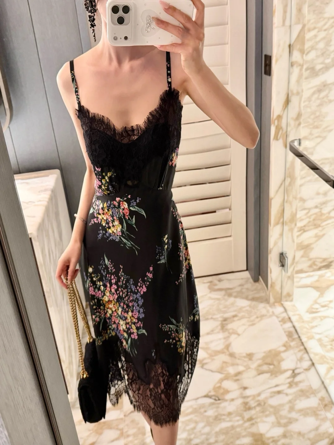 

Mulberry Silk Print Lace Trim Cami Dress 2026 Spring Summer Adjustable Spaghetti Strap Slip Dress