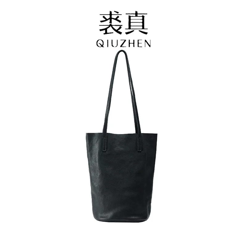 Qiuzhen مترهل دلو حقيبة الرجعية الحد الأدنى لينة الجلود ركاب حمل سعة كبيرة الخضار المدبوغة حمل المرأة Crossbody