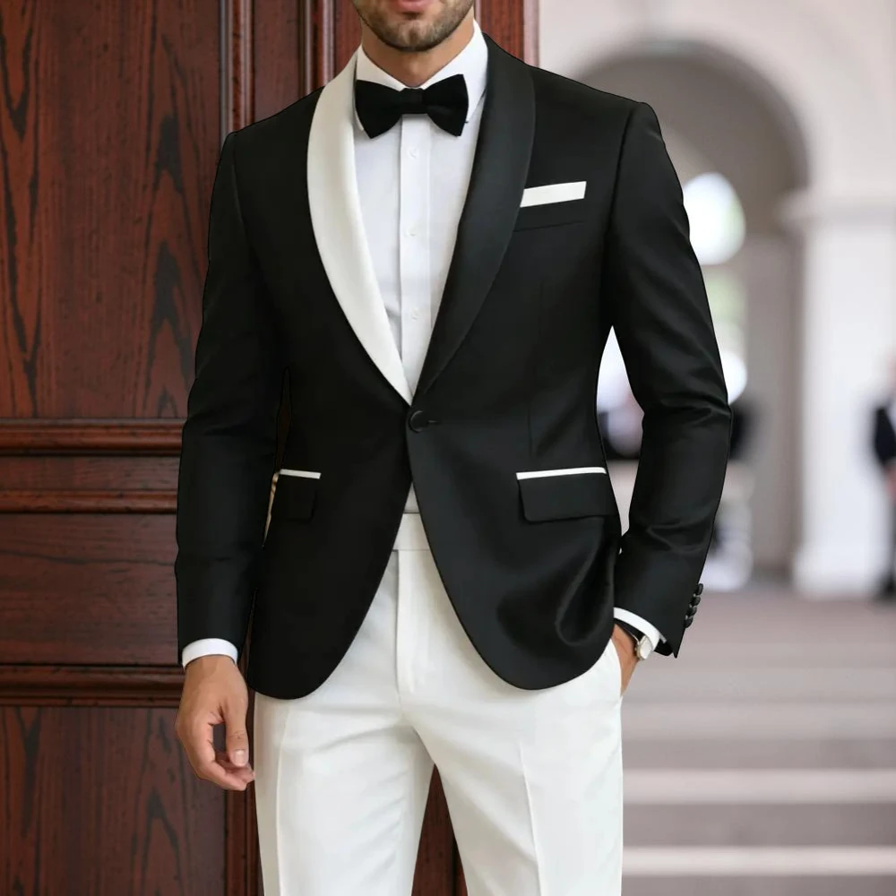 

Formal Suits for Men Contrast Color 2 Pieces Wedding Tuxedo Shawl Lapel Prom Evening Groom Office Wear (Jacket + Pants)