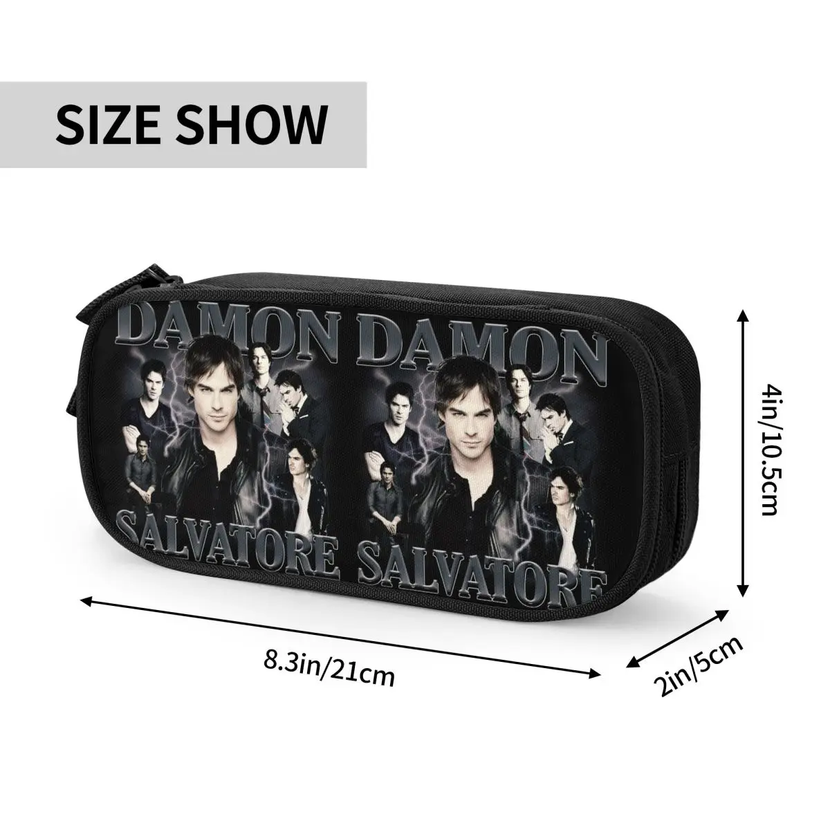 Damon Salvatore Pencil Case The Vampire Diaries Ian Somerhalder Tv Series Pen Bag for Student Large Storage Office Pencilcases