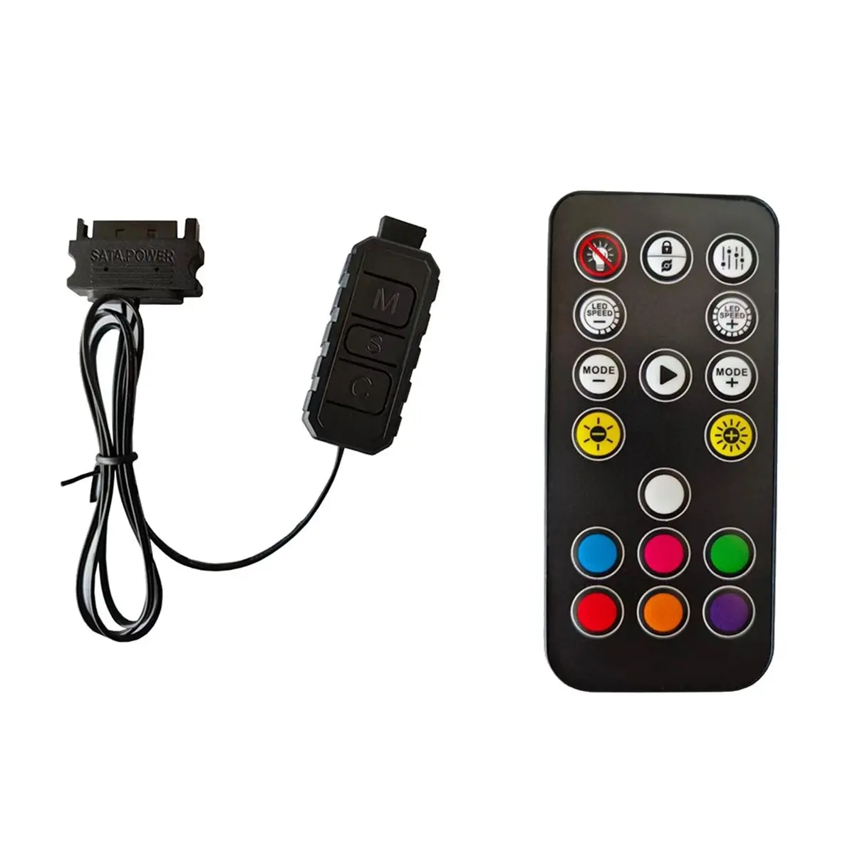 B21B ARGB Controller to SATA RGB Remote Mini Controller Adapter RGB Remote Controller for PC Fan Cooling Fan Light Strip