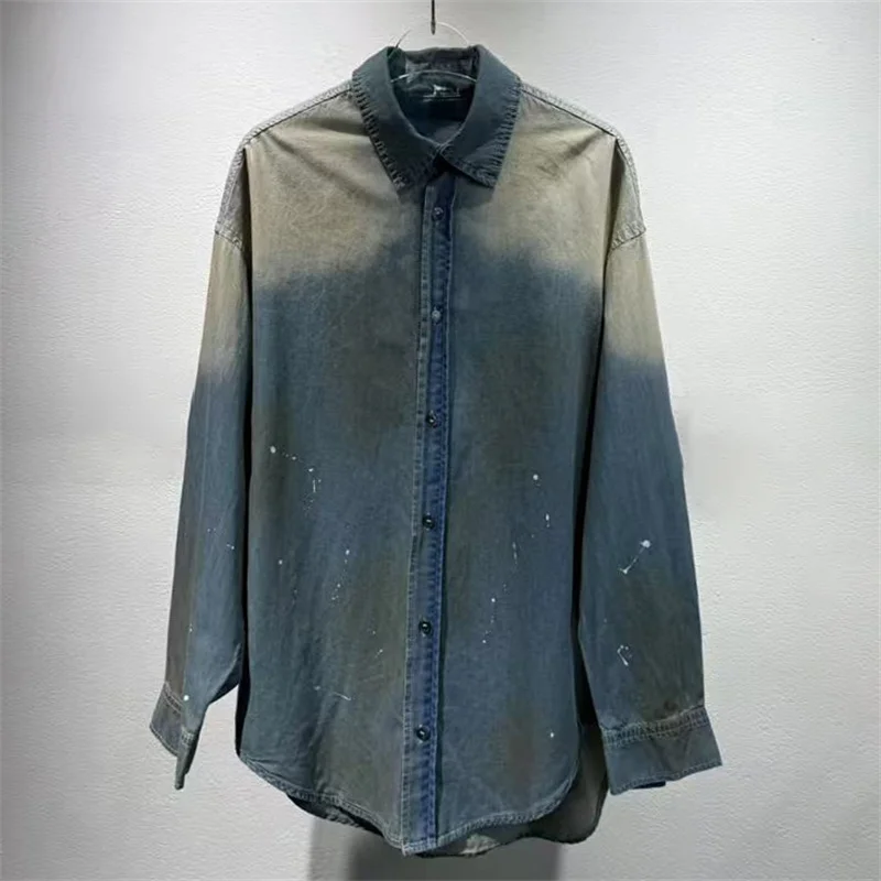 

Женская рубашка, новый ретро-комір из чистого хлопка, топ с длинными рукавами на осень 2024, однобортное свободное женское пальто, женская блузка