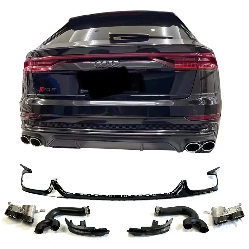 New Style Auto Parts Q8 Upgrade to SQ8 Rear Bumper Diffuser for Audi SQ8 Rear Lip Tailpipe 2021 2022 2023