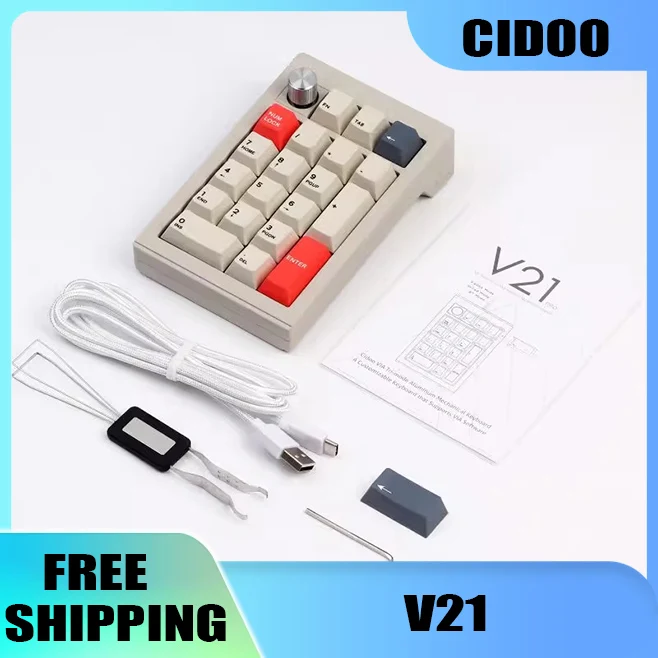 

Cidoo V21 Цифровая клавиатура с тремя режимами VIA Wireless Link Pad RGB Алюминиевая финансовая цифровая клавиатура QMK Офисная цифровая клавиатура в подарок