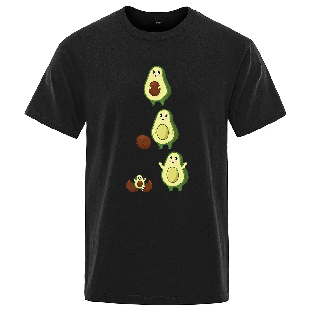 Breathable Street Tops Pattern Cotton Sportswear Tshirt 80402 Cartoon Cute Avocado Funny Man Clothing Hip Hop Loose T-Shirts