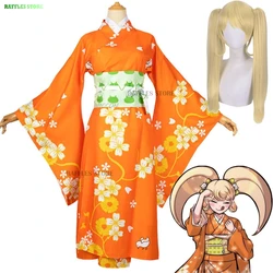 Anime Game Danganronpa 2: Goodbye Despair Steam Saionji Hiyoko Cosplay Costume Wig Japanese Kimono Woman Kawaii Halloween Suit