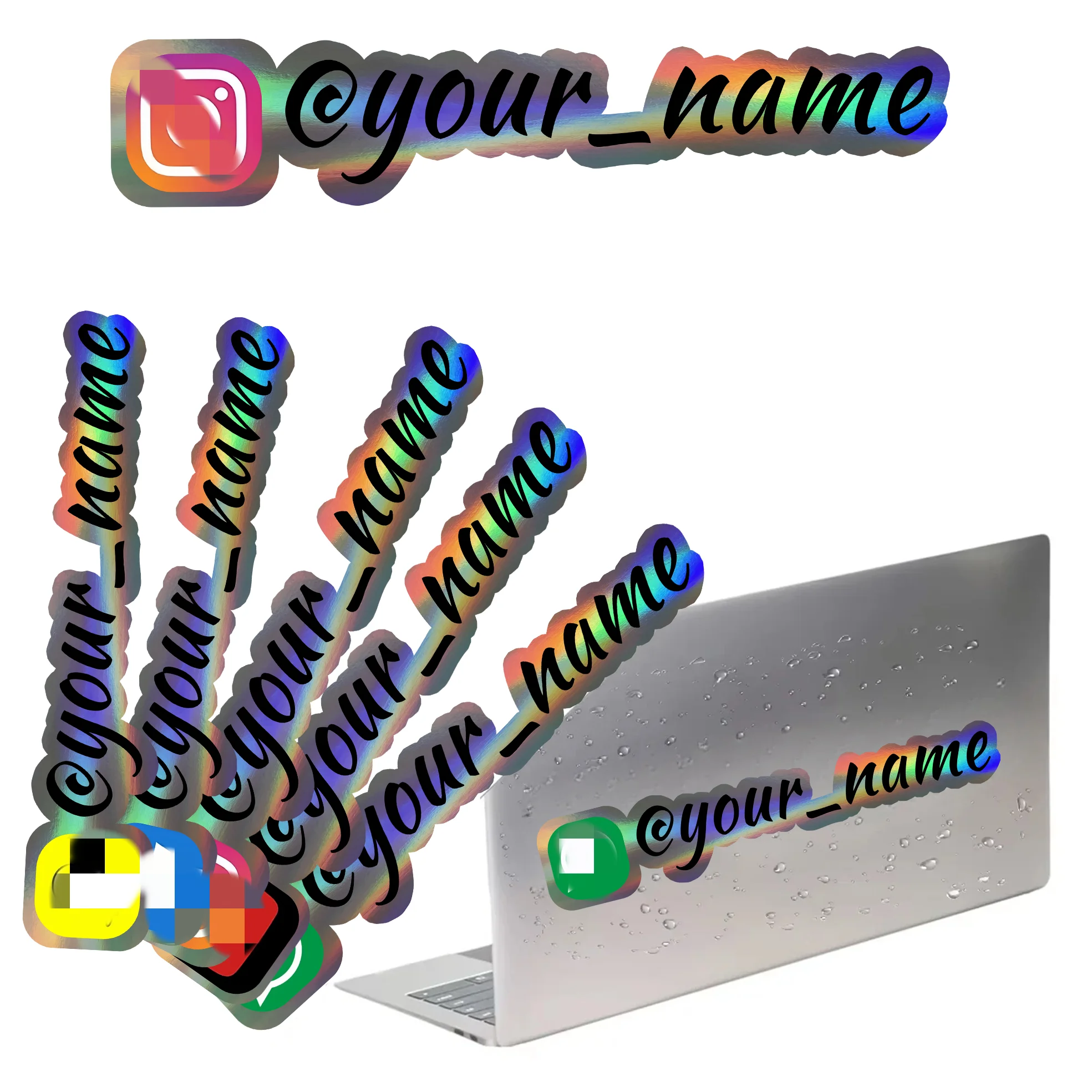 

Vinyl stickers DIY with custom usernames, Instagram , TikTo,Youtube, Facebook stickers for car, motorcycle(default icon 1)