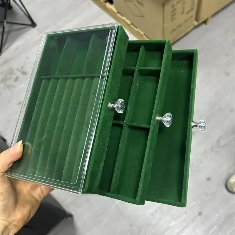 Caja de almacenamiento de joyería tipo cajonera de tres capas, gran capacidad, pendiente, anillo, collar, pulsera, joyería, 1 Uds.