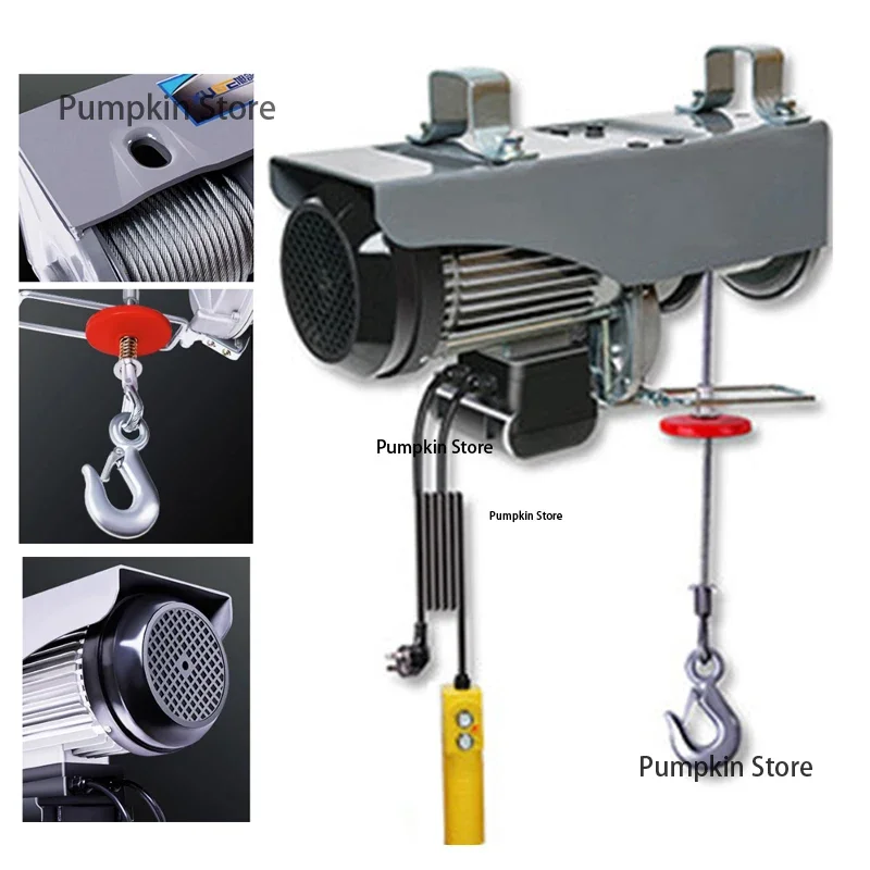 220V Portable Electric Hoist Crane Household Small Lift Hoist 1 Ton / 0.5T Winch Decoration Crane