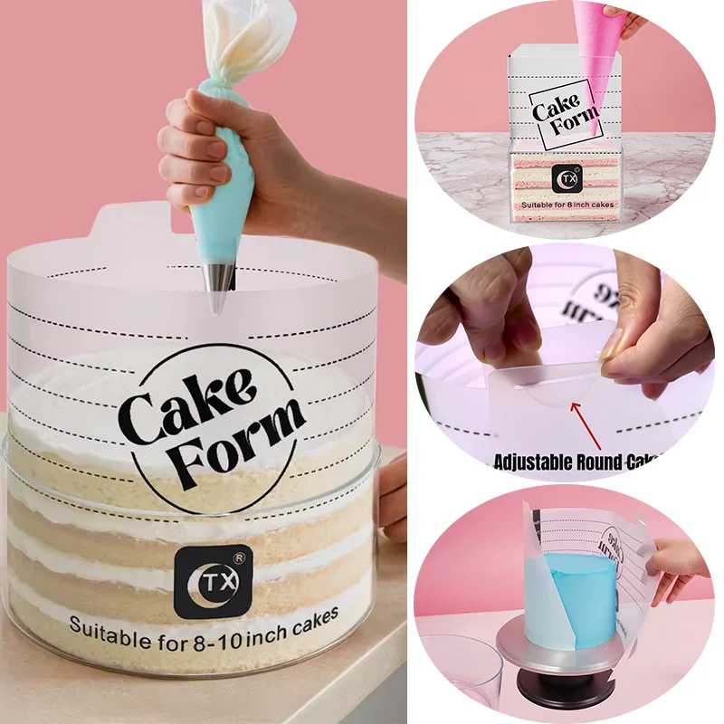 قالب حلقة كعكة مستديرة قابل للتعديل قابل للسحب قالب موس أكريليك قاعدة مانعة للتسرب لمجموعة أدوات المطبخ والخبز والحلوى والجبن