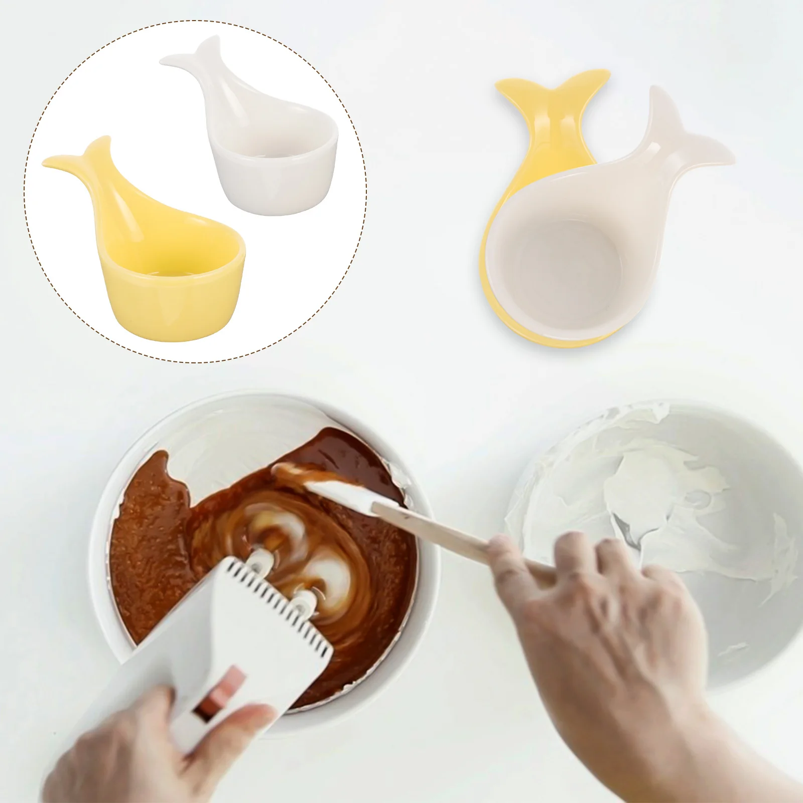 

2Pcs Fishtail Shape Ceramic Bowls Food Serving Bowls Salad Dessert Fruit Ice Cream Food Serving Bowl Fruits Bowl