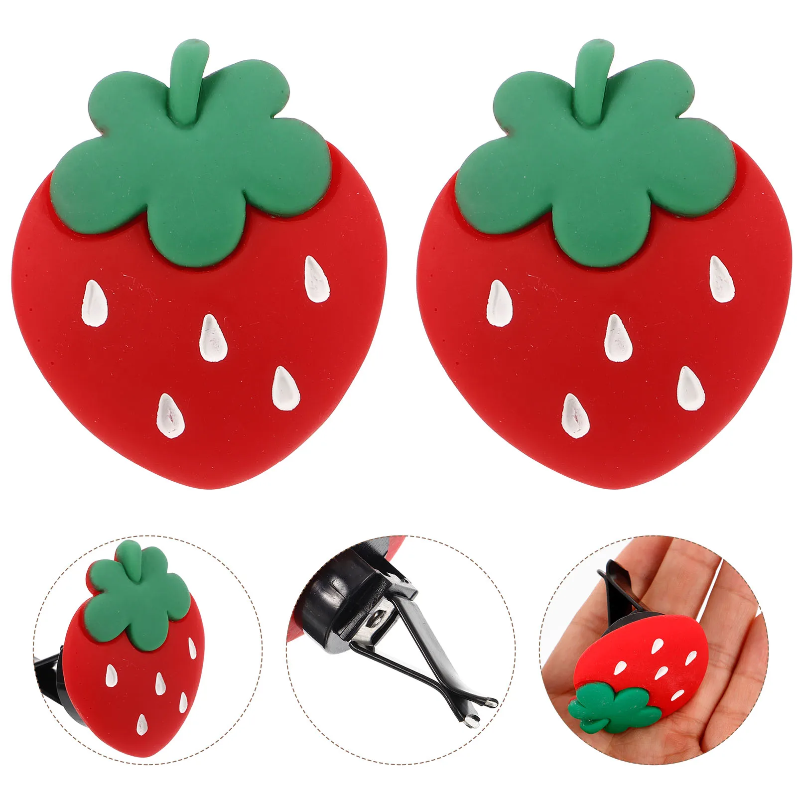 

2pcs Car Air Freshener Clips Strawberry Resin Vent Decorations Durable Air Conditioner Outlet Aroma Diffuser Accessories