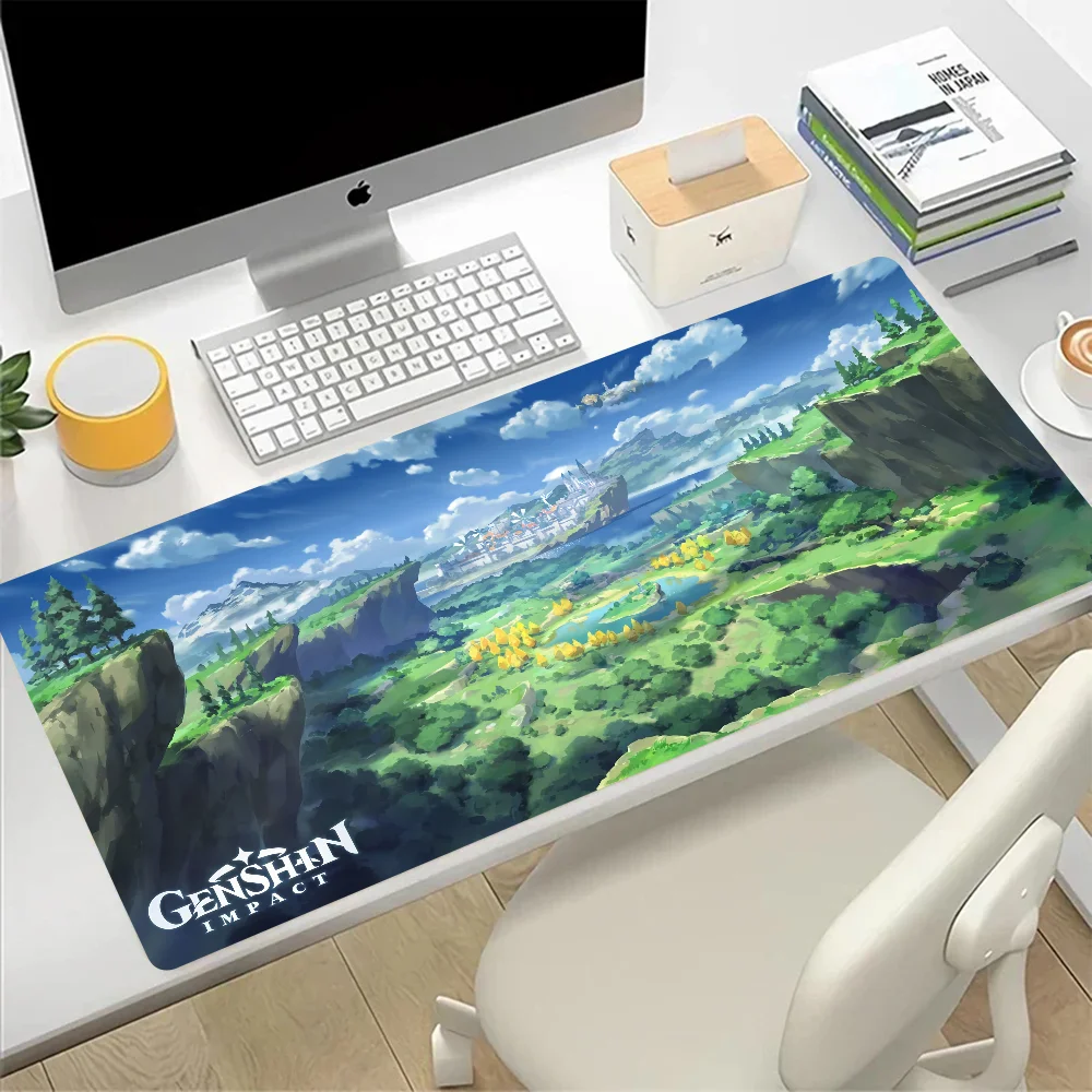 Genshin Impact Landscape Large Mouse Pad Gaming Mousepad PC Gamer Computer Office Mouse Mat XXL Laptop Keyboard Mat Desk Pad