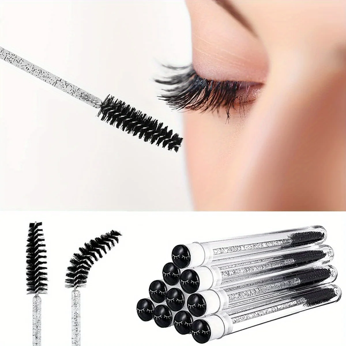 90-teiliges nachfüllbares Mascara-Zauberstäbe-Set – 20 leere Tuben + 70 Pinsel für Wimpernverlängerungen und DIY-Mascara (Salon und Heimgebrauch)