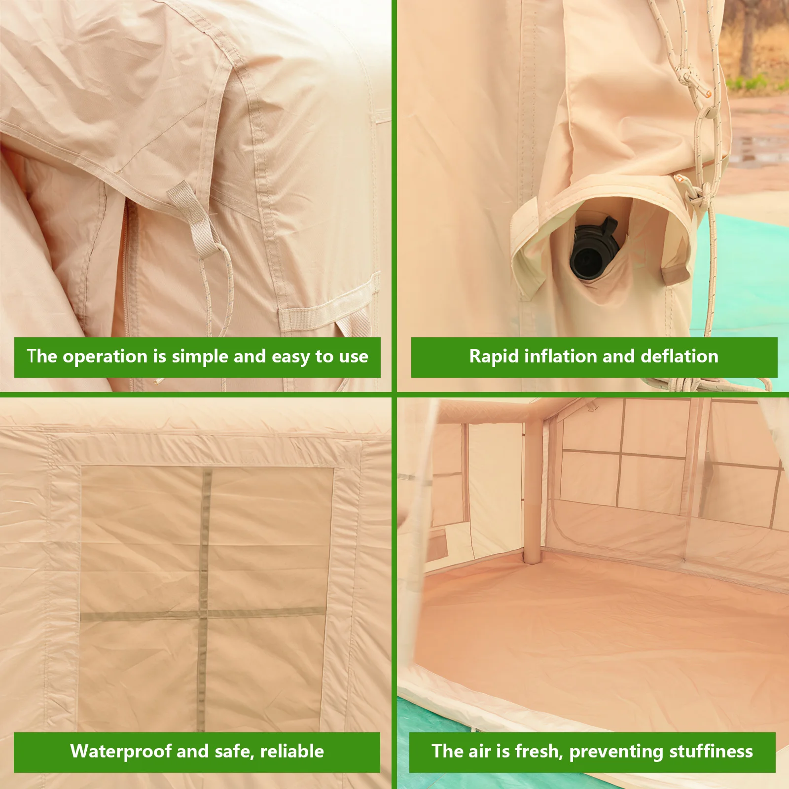 

Надувной дом с окном на крыше, палатка для глэмпинга, легко устанавливаемая надувная палатка с насосом для кемпинга, походов, рыбалки ﻿