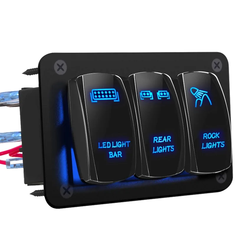 

LED Light Bar Switch Panel 3 Gang Rocker Switch Panel 12V Toggle Switch Panel for Truck Car RZR Jeep RV Automotive Marine Boat