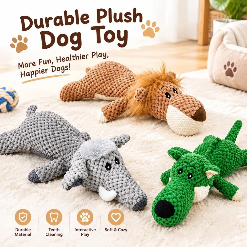 Cute Animal Shaped Dog Toys Bite Resistant Squeaky Sounder Squeaky Pet Toys Soft Tooth Cleaning Pet Chew Toys Home Play