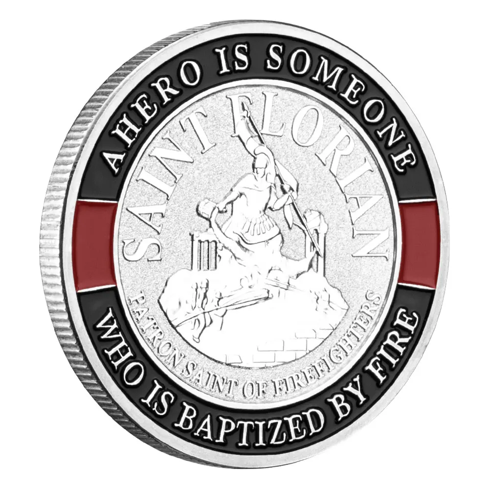 American Patron Saint of Firefighters Commemorative Coin A Hero Is Someone Medal Collectible Coins