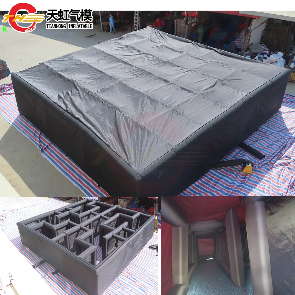 

Free Air Shipping 7m/8m/9m/10m Black Inflatable Maze Arena with Roof Funny Outdoor Giant Maze House Sport Game Laser Tag