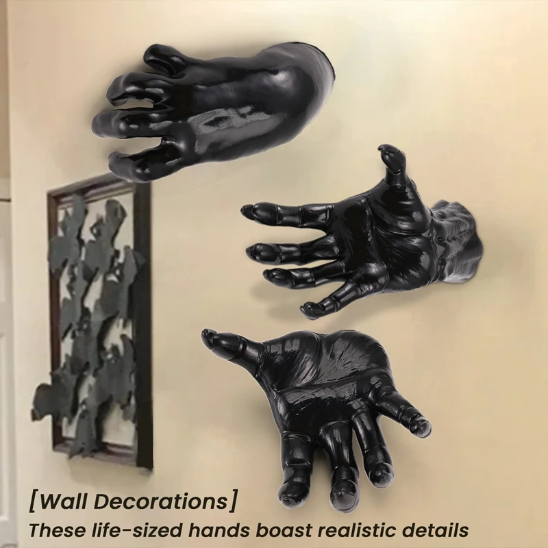 Halloween Decorations Wall Mounted Creepy Reaching Hands Horror Hands For Wall Decorations Gothic Hanging Sculpture