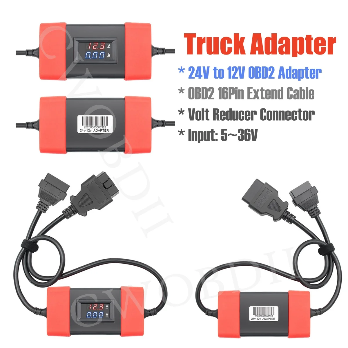 

Адаптер грузовика 24 В до 12 В 16-контактный разъем OBD2 для X431 Easydiag2.0/3.0 Golo Carcare 3.0 сверхмощный дизельный адаптер