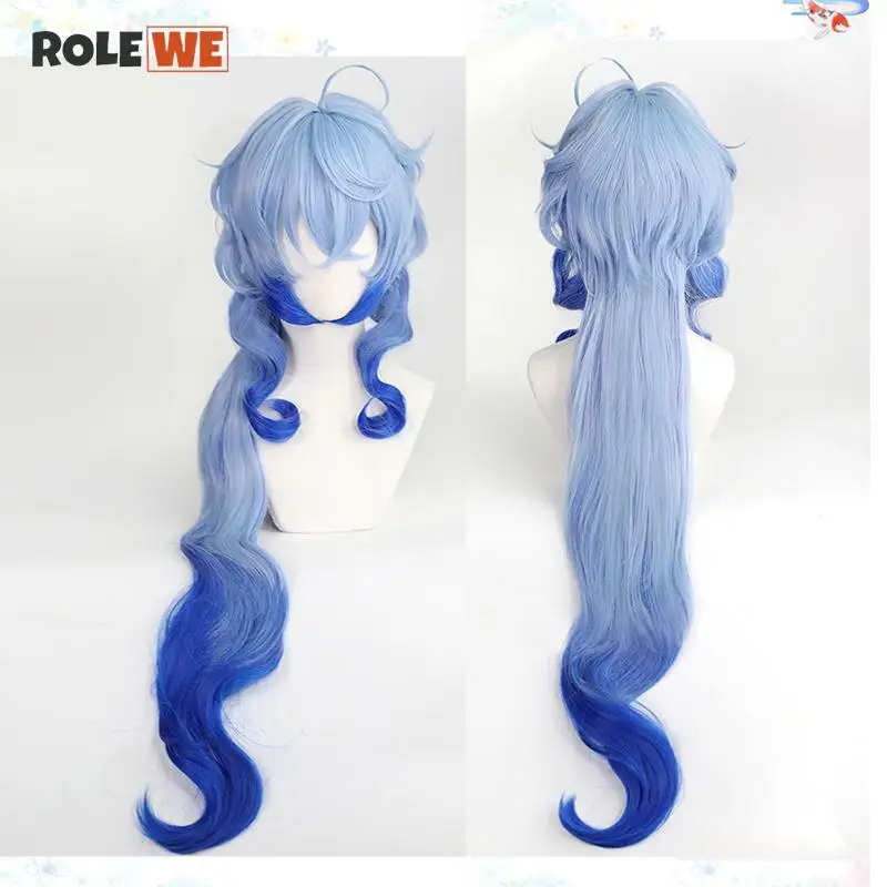 

Game Genshin Impact Ganyu Cosplay Wig Gan Yu Long Blue Gradient Heat Resistant Synthetic Hair Halloween Wigs + Wig Cap